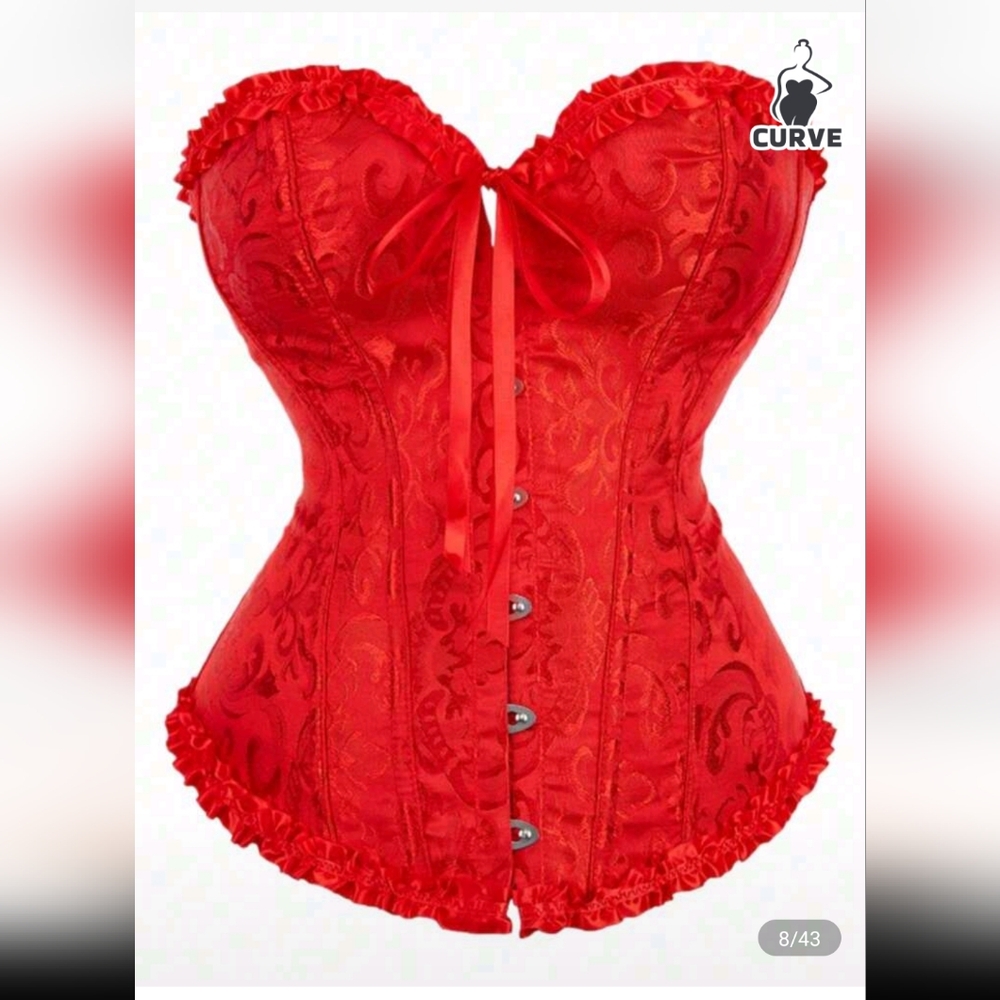 Red Lace-Up Corset - Women Shapewear